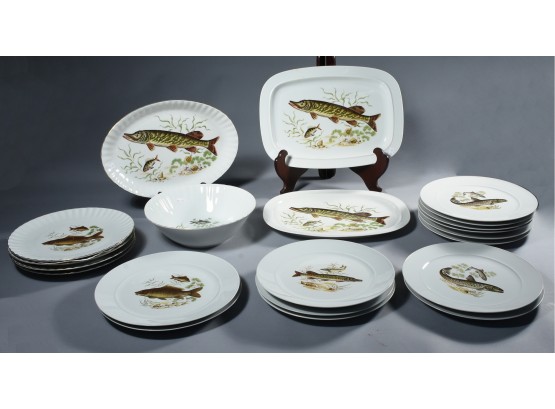 Two Porcelain Fish Sets - Swiss Langenthal Set Along With Other German Set