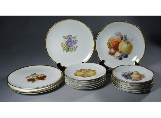 Group Of 17 Dresden Type Porcelain Fruit Plates