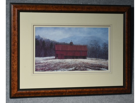 Print ' Harvest Barn ' By David Knowlton - Framed By David Putman With Certificate