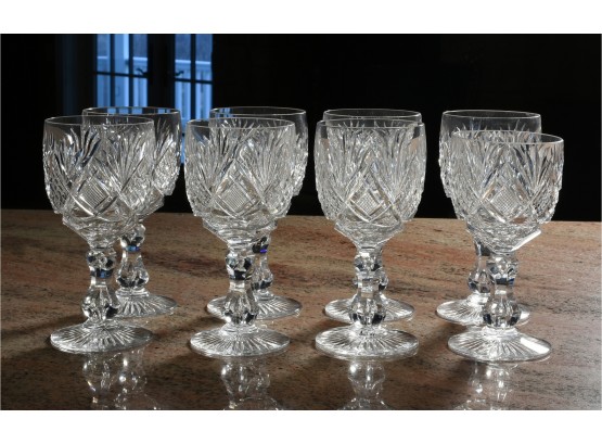 8 Vintage Cut Crystal Wine Glasses