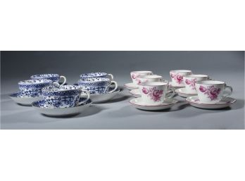 Augarten And Royal Crown Derby Osborne Pattern Cups And Saucers