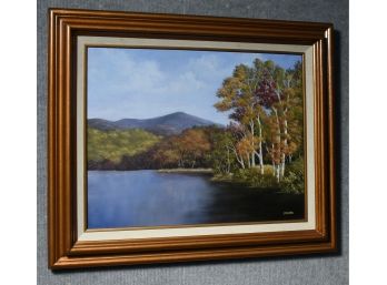 Modern Oil Painting  On Canvas - NH Mountain Scene By L. Poulsen