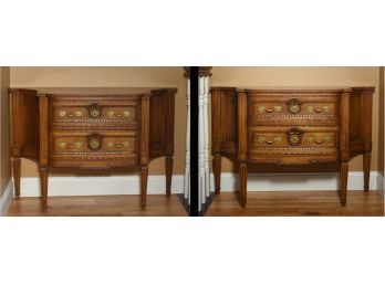 Pair Of Carved Diminutive Italian Style Swell Front Chests