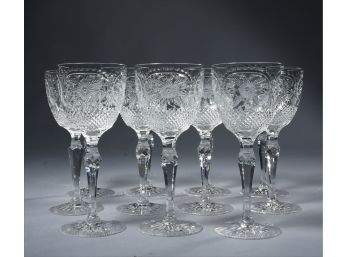 11 Vintage Fine Cut Crystal Wine Glasses