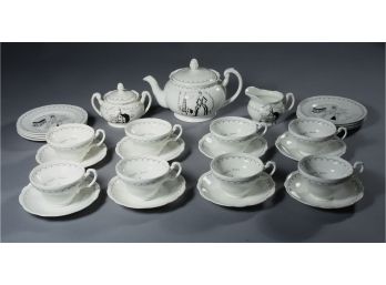 Foley Milner Gray Porcelain Tea Set, Service For Six