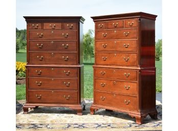 Pair Of Stickley Cherry Chippendale Style Chests