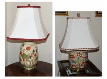Two Asian Ceramic Table Lamps