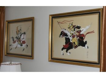 Two Signed Japanese Gouache Paintings
