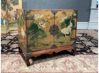 Asian Design Cabinet With Two Doors Brass Bound