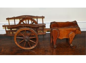 19th C. Child's French Ox Pull Cart