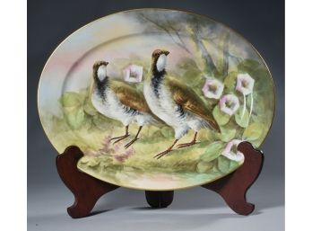 Hand Painted Limoges Porcelain Platter, Two Grouse