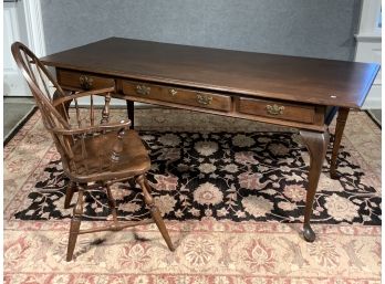 Cushman Colonial Queen Anne Style Oak Partners Style Desk And Windsor Style Chair