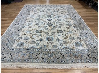 Hand Made Room Size Oriental Wool Rug With Ivory Field