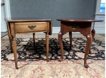 Two Statton Furn. Co One Drawer Stands: Queen Anne And Federal Style