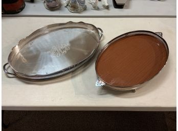 Two Vintage Silver Plated Serving Trays