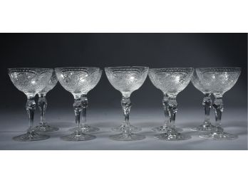 10 Fine Vintage Cut Crystal Champagne Glasses