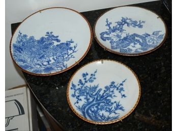 Three Blue And White Chinese Plates