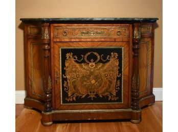 20th C. Inlaid Renaissance Revival Style Marble Top Cabinet