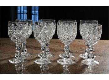 8 Vintage Cut Crystal Wine Glasses