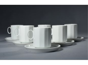 Rosenthal Studio Line Porcelain Coffee Mugs And Saucers, Service For Six