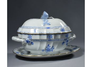 Updated** Fine Herend 'Chinese Bouquet Blue' Tureen With Under Plate
