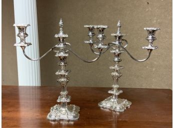 Exquisite Pair Of Birks Silver Plated Candelabras