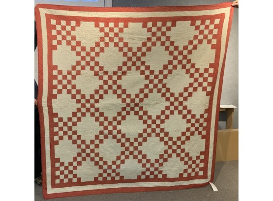 Antique Red And White Checkered Pattern Quilt