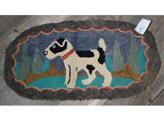 Oval Shaped Hooked Scatter Rug Of A Puppy