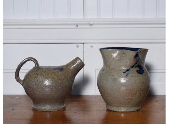 Stoneware Vessel And Pitcher