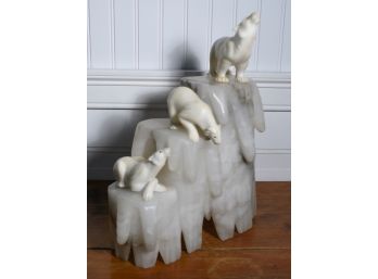 Marble Polar Bear Sculpture