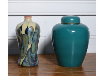 Winelight Jade Ginger Jar And Art Glass Vase