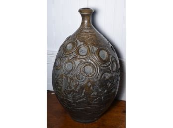 Large Carved Ceramic Vase