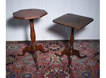 18th C. Period Stand & A Reproduction Queen Anne Candle Stand