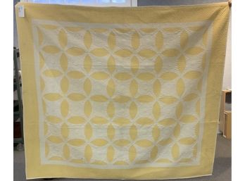 Antique Yellow And White Patchwork Quilt