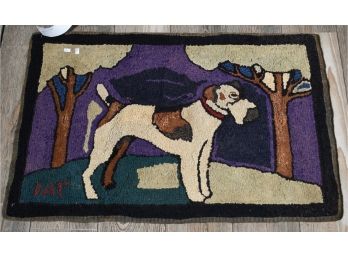 Pictorial Hooked Rug Of A Dog