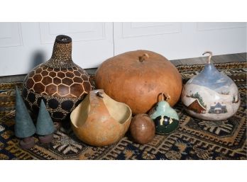 Five Piece Gourd Folk Art Lot