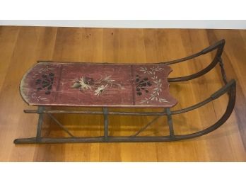 Antique Red Painted Childs Sled
