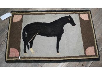 Pictorial Hooked Scatter Rug, Horse