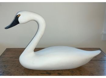 Large White Swan Decoy, Signed R. Madison Mitchell, 1982