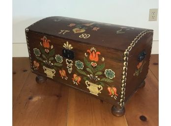 Paint Decorated Antique Dome Top Trunk