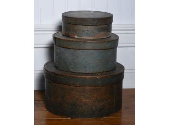 Three Round Antique Pantry Boxes
