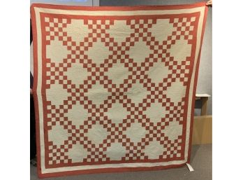 Antique Red And White Checkered Pattern Quilt