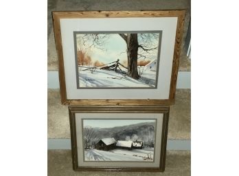 Two S. Anthony Winter Watercolors