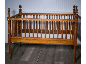 19th C. Antique Tiger Maple Crib