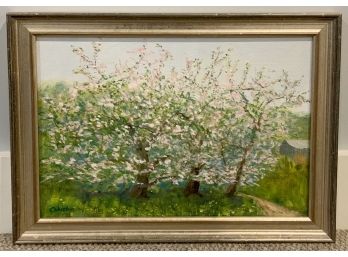 Oil On Board, Cherry Blossoms, Signed Calicchio