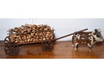Toy Wood Oxen Cart