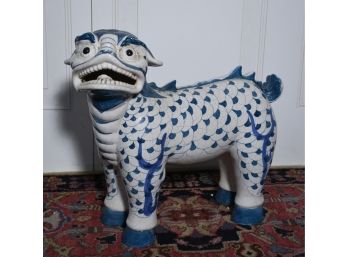 Large Ceramic Blue Leopard Foo Dog