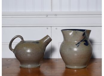 Stoneware Vessel And Pitcher