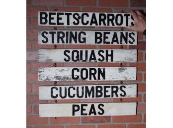 Set Of Six Hanging Vegetable Signs