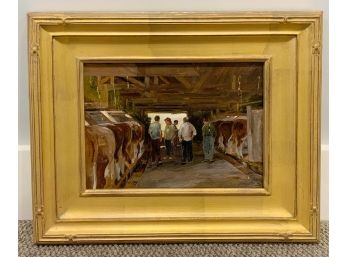 Signed Oil Painting, Dairy Barn